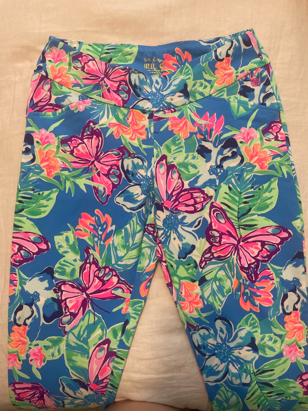 NWOT Lilly Pulitzer Corso Pant UPF 50+ Luxletic Butterfly Print Pundy Blue Sz 10 - Picture 3 of 8